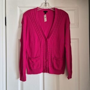 Talbots Vibrant Pink Cardigan Sweater